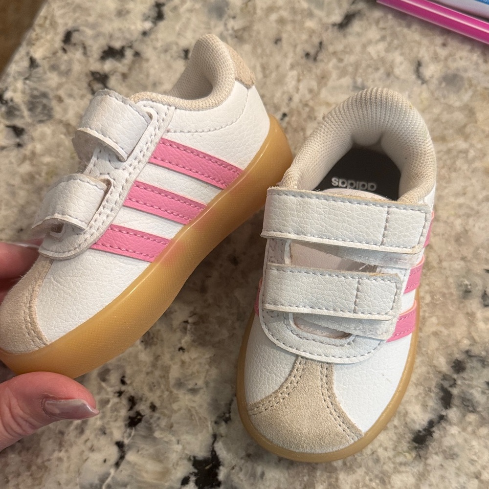 adidas White and Pink Baby Sneakers